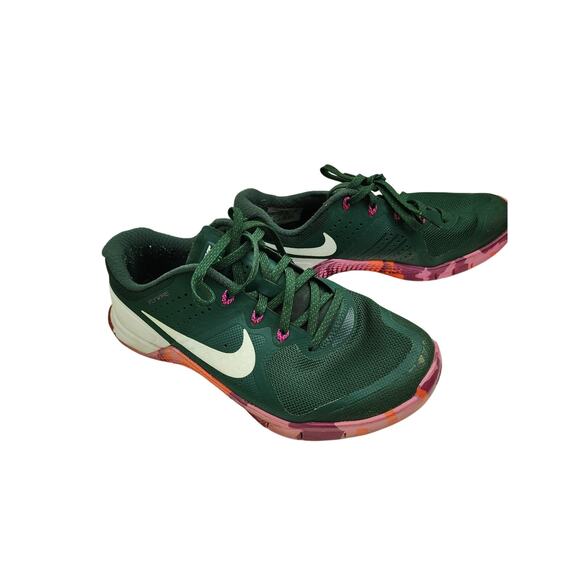 Nike‎ Metcon 2 AMP Crossfit Shoes Green and Pink Size 6 - Picture 2 of 6